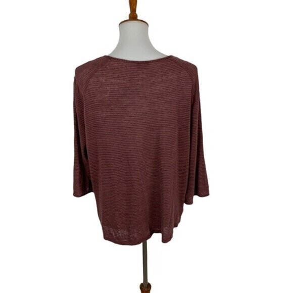 Wrap London 100% Linen Striped Boho Oversized Button Henley Top Blouse 16 - Picture 3 of 5